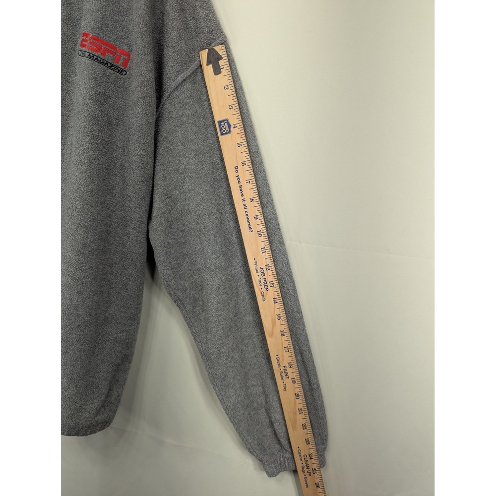 ESPN The Magazine Gray Fleece Pullover Sweater X-Large 1/4 Zip Long Sleeve - Picture 6 of 9